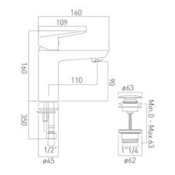 Vado Photon Single Lever Mono Basin Mixer With Clicker Waste -Vado Sale Store pho 100 cc c p tech
