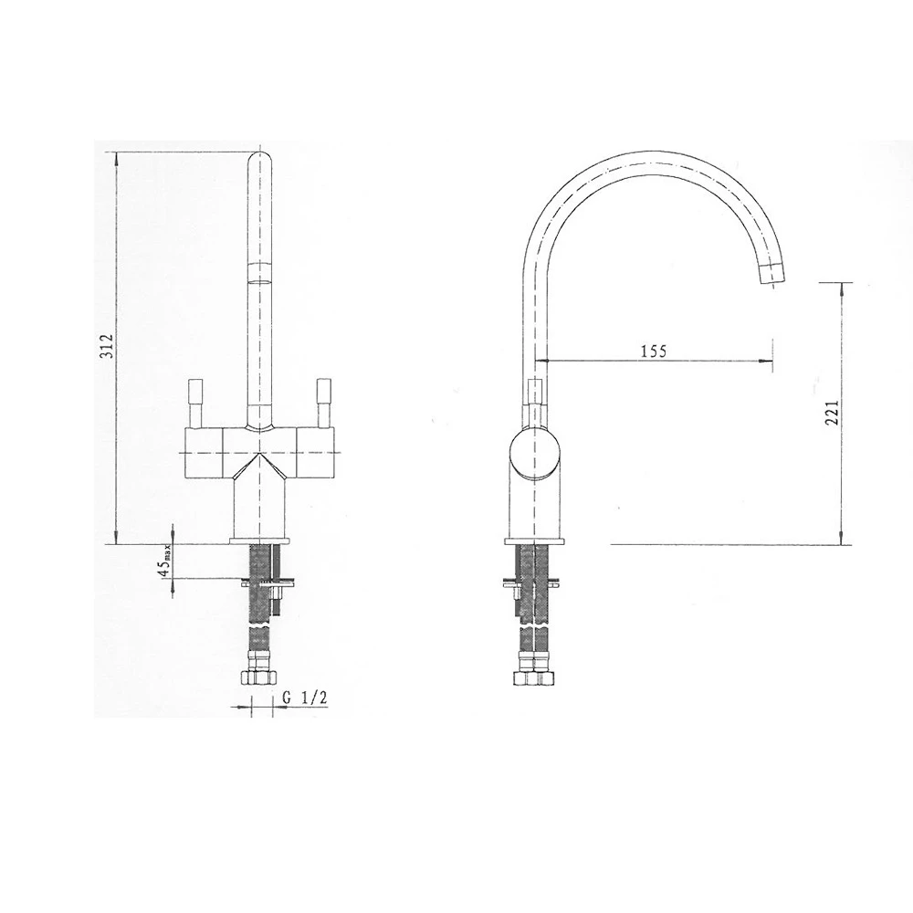 Sagittarius Piazza Twin Lever Mono Basin Mixer With Clicker Waste 4 Sagittarius Piazza Twin Lever Mono Basin Mixer With Clicker Waste - Image 2