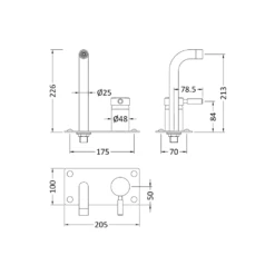 Hudson Reed Tec Lever Wall Mounted Bath/Basin Filler -Vado Sale Store pk328 technical drawing