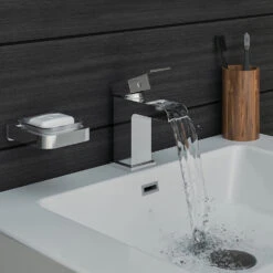 Vellamo Reve Waterfall Basin Mixer Tap & Waste 11 Vellamo Reve Waterfall Basin Mixer Tap & Waste -Vado Sale Store primary vellamo reve waterfall mono basin mixer tap lifestyle2