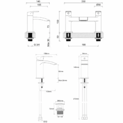 Proflow Tiera Basin Mixer With Clicker Waste & Bath Filler Value Pack -Vado Sale Store proflow tiera basin mixer bath filler tech