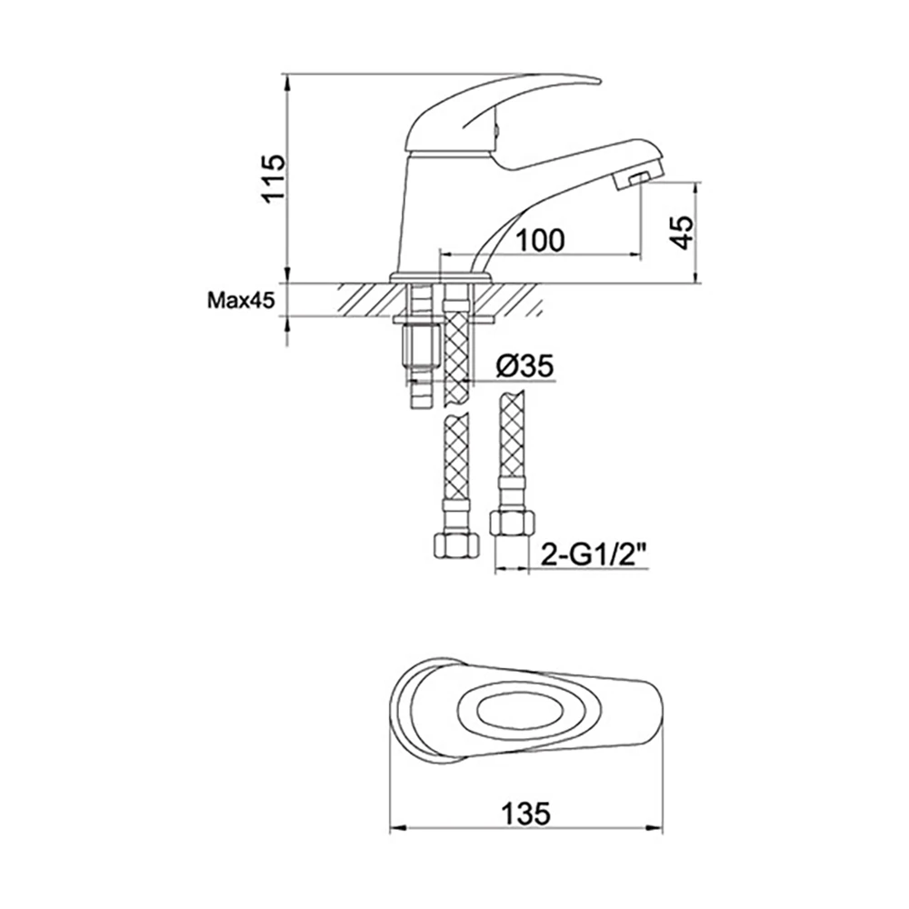 Pura DV8 Eco Mini Basin Mixer With Clicker Waste 4 Pura DV8 Eco Mini Basin Mixer With Clicker Waste - Image 2