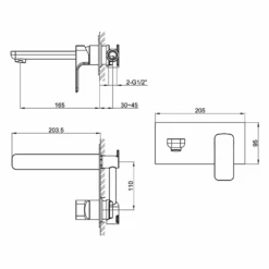 Vellamo Panache Wall Mounted Basin Mixer 7 Vellamo Panache Wall Mounted Basin Mixer -Vado Sale Store pura flite wall basin tap waste vel fl2hwmbas tech