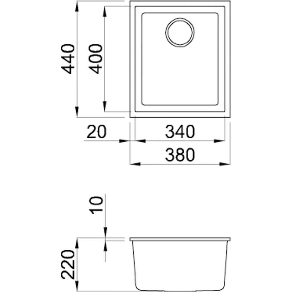Reginox Quadra 100 Cream Granite Composite Single Bowl Undermount Kitchen Sink & Waste Kit - 380 X 440mm 9 Reginox Quadra 100 Cream Granite Composite Single Bowl Undermount Kitchen Sink & Waste Kit - 380 X 440mm - Image 7