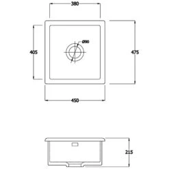 Butler & Rose Square Inset Or Undermount White Ceramic Kitchen Sink & Waste - 450mm X 475mm -Vado Sale Store rak go sink 6 techs