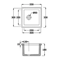 Butler & Rose Laboratory Sink 2 Single Bowl White Ceramic Sink - 330 X 330mm 7 Butler & Rose Laboratory Sink 2 Single Bowl White Ceramic Sink - 330 X 330mm -Vado Sale Store rak labsink2 tech