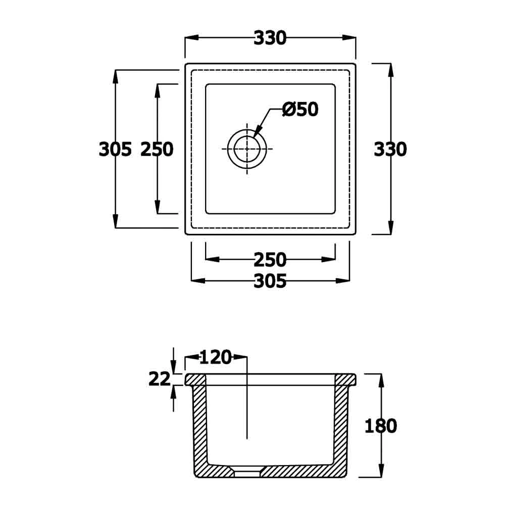 Butler & Rose Laboratory Sink 2 Single Bowl White Ceramic Sink - 330 X 330mm 5 Butler & Rose Laboratory Sink 2 Single Bowl White Ceramic Sink - 330 X 330mm - Image 3