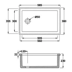 Butler & Rose Laboratory White Ceramic Single Bowl Kitchen Sink - 585mm X 380mm -Vado Sale Store rak labsink3 tech