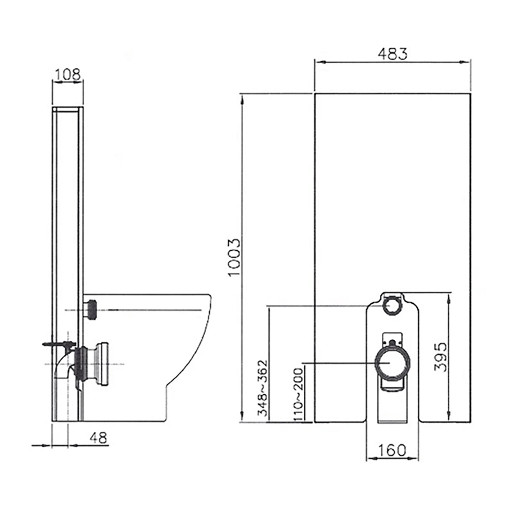 RAK Obelisk Glass Cabinet Cistern Frame For Back To Wall Toilets - Alpine White 4 RAK Obelisk Glass Cabinet Cistern Frame For Back To Wall Toilets - Alpine White - Image 2