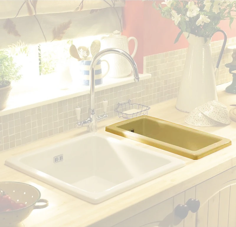 Butler & Rose Gourmet White Ceramic Rectangular 0.5 Bowl Kitchen Sink & Waste Kit - 250mm X 475mm 6 Butler & Rose Gourmet White Ceramic Rectangular 0.5 Bowl Kitchen Sink & Waste Kit - 250mm X 475mm - Image 4