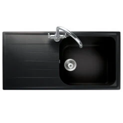Rangemaster Amethyst White Igneous Granite Large Single Bowl Kitchen Sink With Reversible Drainer & Waste Kit - 1000 X 500mm