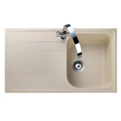 Rangemaster Amethyst Stone Igneous Granite Compact Single Bowl Kitchen Sink With Reversible Drainer & Waste Kit - 860 X 500mm 14 Rangemaster Amethyst Stone Igneous Granite Compact Single Bowl Kitchen Sink With Reversible Drainer & Waste Kit - 860 X 500mm -Vado Sale Store rangemaster amethyst stone large 1 bowl kitchen sink top view