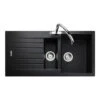 Rangemaster Andesite 1.5 Bowl Granite Igneous Ash Sink & Waste Kit With Reversible Drainer - 1000 X 500mm -Vado Sale Store rangemaster andesite 1 5 bowl sink and1052as cutout01