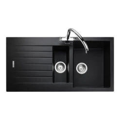 Rangemaster Andesite 1.5 Bowl Granite Igneous Ash Sink & Waste Kit With Reversible Drainer - 1000 X 500mm