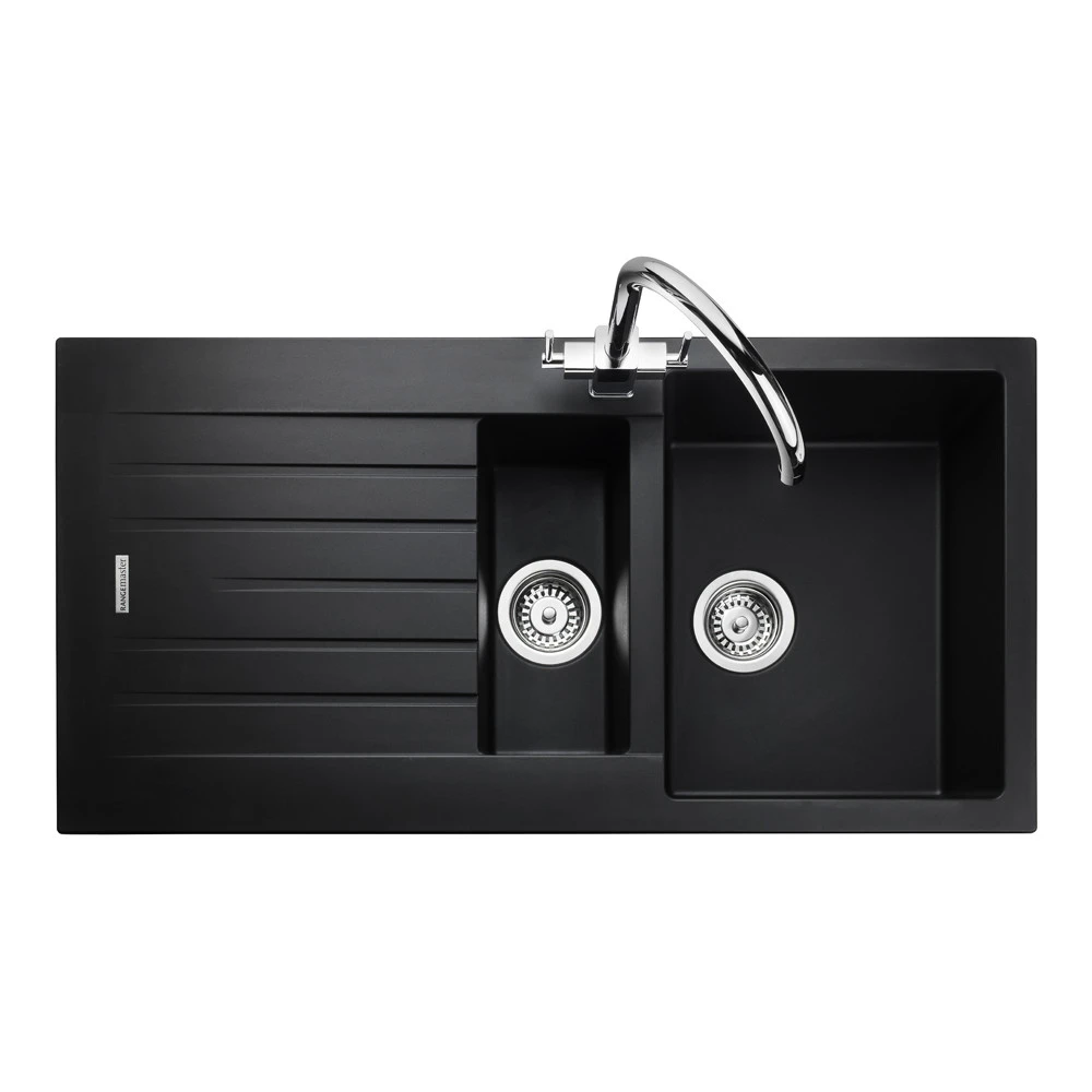 Rangemaster Andesite 1.5 Bowl Granite Igneous Ash Sink & Waste Kit With Reversible Drainer - 1000 X 500mm 3 Rangemaster Andesite 1.5 Bowl Granite Igneous Ash Sink & Waste Kit With Reversible Drainer - 1000 X 500mm