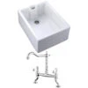 Rangemaster Classic Belfast 1 Bowl White Fireclay Ceramic Sink & Waste And Butler & Rose Carlton Traditional Kitchen Bridge Mixer - Lever Handles