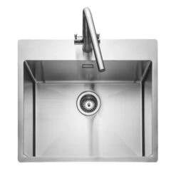 Rangemaster Cosmo 1 Bowl Stainless Steel Inset Kitchen Sink & Waste Kit - 600 X 515mm 11 Rangemaster Cosmo 1 Bowl Stainless Steel Inset Kitchen Sink & Waste Kit - 600 X 515mm -Vado Sale Store rangemaster cosmo 1 bowl ss kitchen sink 600 515 cutout