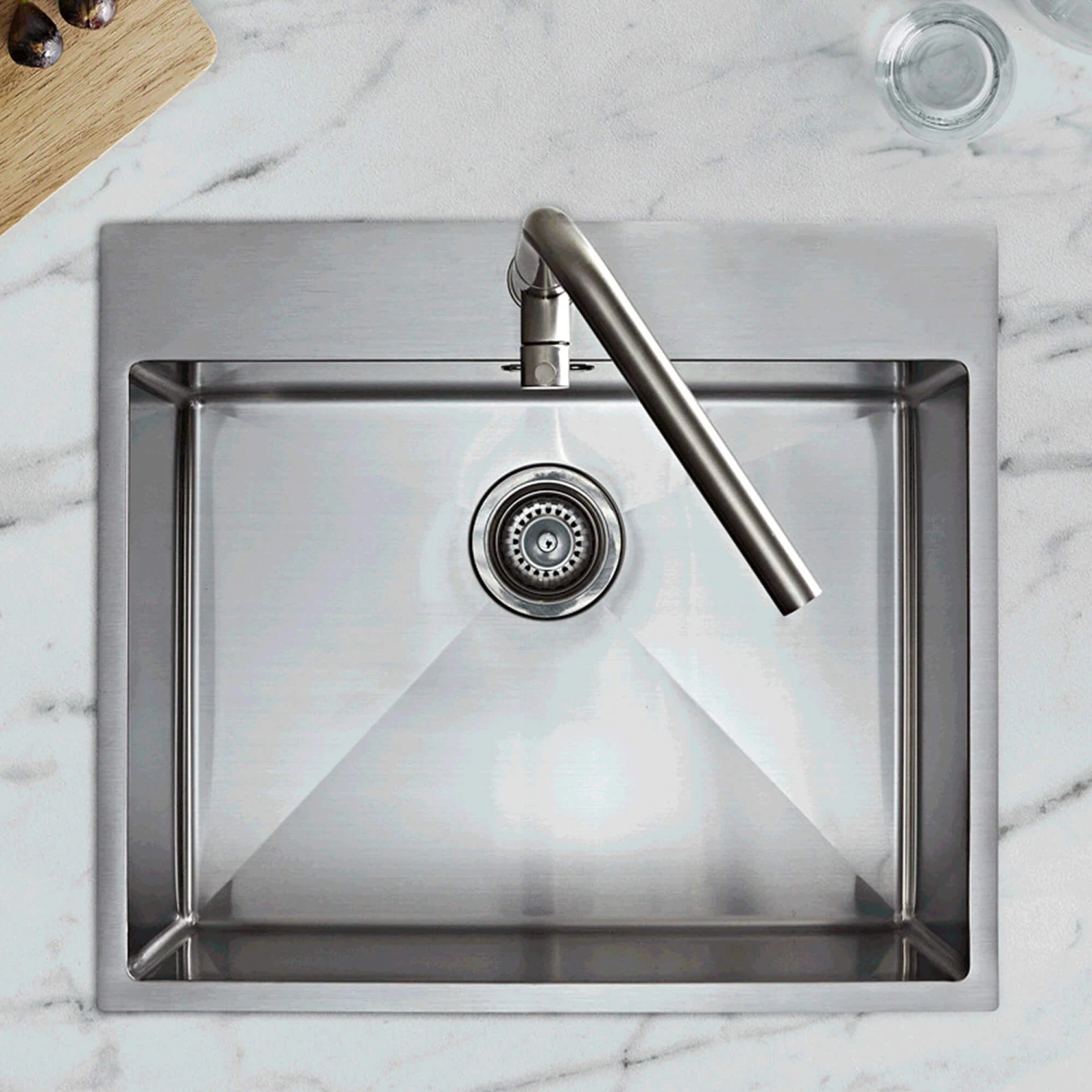 Rangemaster Cosmo 1 Bowl Stainless Steel Inset Kitchen Sink & Waste Kit - 600 X 515mm 3 Rangemaster Cosmo 1 Bowl Stainless Steel Inset Kitchen Sink & Waste Kit - 600 X 515mm