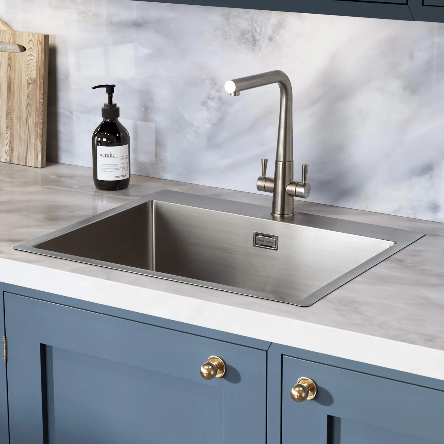 Rangemaster Cosmo 1 Bowl Stainless Steel Inset Kitchen Sink & Waste Kit - 600 X 515mm 7 Rangemaster Cosmo 1 Bowl Stainless Steel Inset Kitchen Sink & Waste Kit - 600 X 515mm - Image 5