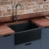 Rangemaster Farmhouse Belfast 1 Bowl Fireclay Anthracite Ceramic Kitchen Sink & Waste Kit - 595 X 455mm 1 Rangemaster Farmhouse Belfast 1 Bowl Fireclay Anthracite Ceramic Kitchen Sink & Waste Kit - 595 X 455mm -Vado Sale Store rangemaster farmhouse belfast 1 bowl anthracite ceramic sink lifestyle