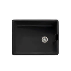 Rangemaster Grange Belfast 1 Bowl Matt Black Fireclay Ceramic Kitchen Sink & Waste - 595 X 455mm 9 Rangemaster Grange Belfast 1 Bowl Matt Black Fireclay Ceramic Kitchen Sink & Waste - 595 X 455mm -Vado Sale Store rangemaster grange 1 bowl black ceramic belfast sink cutout