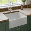 Rangemaster Grange Belfast 1 Bowl Gloss White Fireclay Ceramic Kitchen Sink & Waste - 595 X 455mm 1 Rangemaster Grange Belfast 1 Bowl Gloss White Fireclay Ceramic Kitchen Sink & Waste - 595 X 455mm -Vado Sale Store rangemaster grange 1 bowl white ceramic belfast sink lifestyle 1