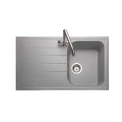 Rangemaster Amethyst Stone Igneous Granite Compact Single Bowl Kitchen Sink With Reversible Drainer & Waste Kit - 860 X 500mm 15 Rangemaster Amethyst Stone Igneous Granite Compact Single Bowl Kitchen Sink With Reversible Drainer & Waste Kit - 860 X 500mm -Vado Sale Store rangemaster grey 860 500 single sink cutout