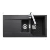 Rangemaster Mayon 1.5 Bowl Igneous Granite Ash Black Kitchen Sink & Waste Kit With Reversible Drainer - 1000 X 510mm 2 Rangemaster Mayon 1.5 Bowl Igneous Granite Ash Black Kitchen Sink & Waste Kit With Reversible Drainer - 1000 X 510mm -Vado Sale Store rangemaster mayon 1 5 bowl black topdown may1052as