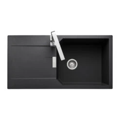 Rangemaster Mayon Large 1 Bowl Igneous Granite Dove Grey Kitchen Sink & Waste Kit With Reversible Drainer - 1000 X 510mm