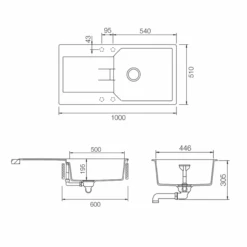 Rangemaster Mayon Large 1 Bowl Igneous Granite Dove Grey Kitchen Sink & Waste Kit With Reversible Drainer - 1000 X 510mm 9 Rangemaster Mayon Large 1 Bowl Igneous Granite Dove Grey Kitchen Sink & Waste Kit With Reversible Drainer - 1000 X 510mm -Vado Sale Store rangemaster mayon large one bowl kitchen sink tech