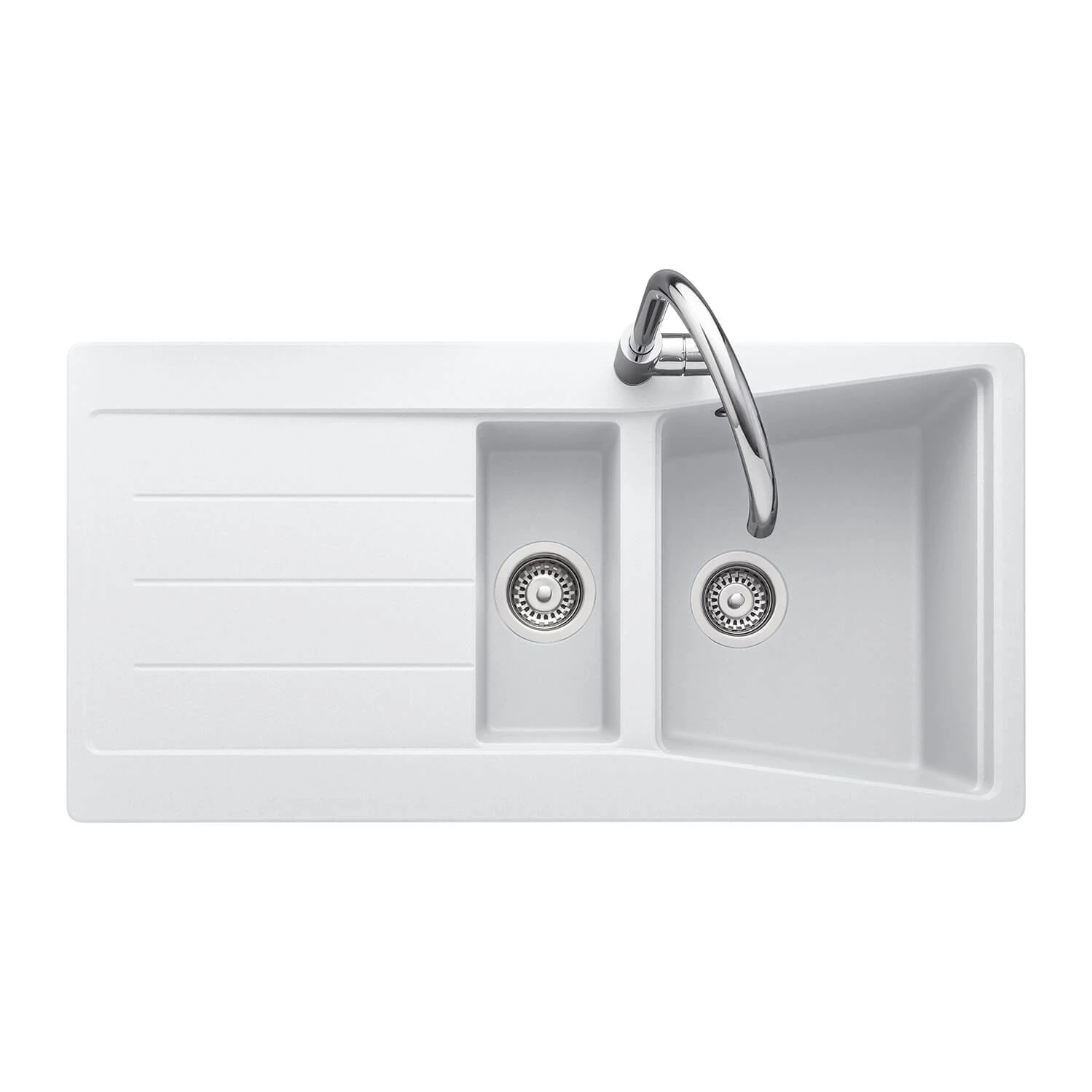 Rangemaster Mica 1.5 Bowl Igneous Granite Crystal White Kitchen Sink & Waste Kit With Reversible Drainer - 1000 X 500mm 4 Rangemaster Mica 1.5 Bowl Igneous Granite Crystal White Kitchen Sink & Waste Kit With Reversible Drainer - 1000 X 500mm - Image 2