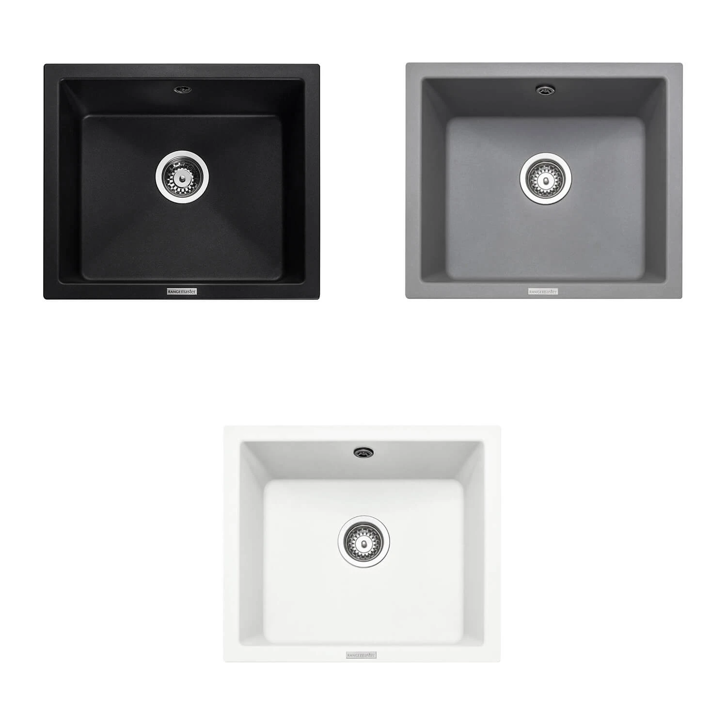 Rangemaster Paragon 1 Bowl Croma Grey Granite Composite Undermount Kitchen Sink & Waste Kit - 533 X 457mm 4 Rangemaster Paragon 1 Bowl Croma Grey Granite Composite Undermount Kitchen Sink & Waste Kit - 533 X 457mm - Image 2