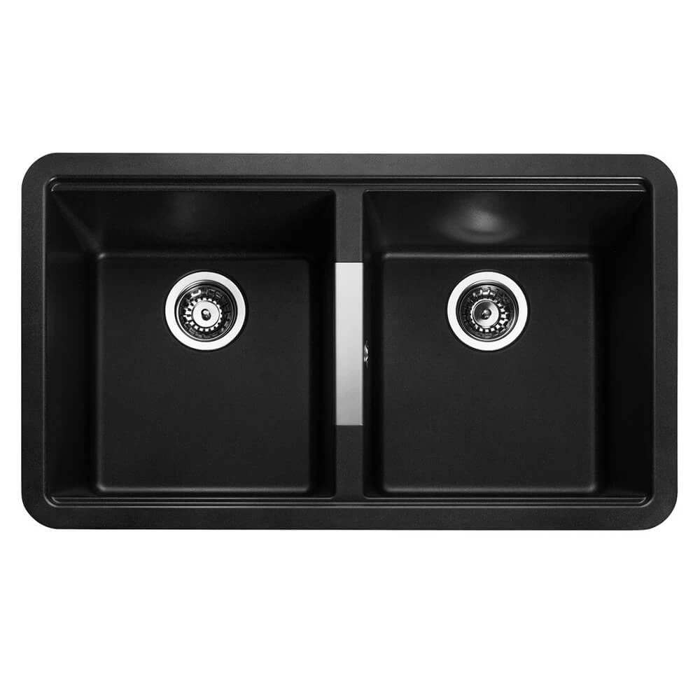 Rangemaster Paragon 2 Bowl Croma Grey Granite Composite Undermount Kitchen Sink & Waste Kit - 824 X 481mm 3 Rangemaster Paragon 2 Bowl Croma Grey Granite Composite Undermount Kitchen Sink & Waste Kit - 824 X 481mm