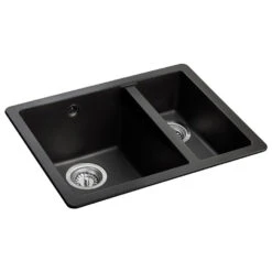 Rangemaster Paragon 1.5 Bowl Dove Grey Granite Composite Undermount Kitchen Sink & Waste Kit - 550 X 430mm -Vado Sale Store rangemaster paragon product