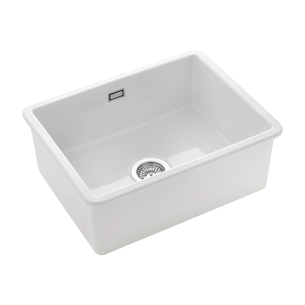 Rangemaster Rustique 1 Bowl Inset/Undermount Fireclay White Ceramic Kitchen Sink & Waste Kit - 598 X 462mm 4 Rangemaster Rustique 1 Bowl Inset/Undermount Fireclay White Ceramic Kitchen Sink & Waste Kit - 598 X 462mm - Image 2