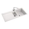 Rangemaster Scoria Crystal White Igneous Granite 1.5 Bowl Sink With Reversible Drainer & Waste Kit - 1000 X 500mm 1 Rangemaster Scoria Crystal White Igneous Granite 1.5 Bowl Sink With Reversible Drainer & Waste Kit - 1000 X 500mm -Vado Sale Store rangemaster scoria 1 bowl sink sco1052cw cutout01