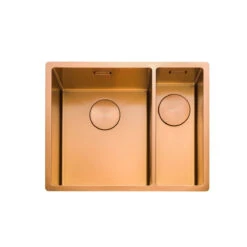 Rangemaster Spectra 1.5 Bowl Copper Inset Or Undermount Stainless Steel Kitchen Sink & Waste With Right Hand Main Bowl - 555 X 440mm 32 Rangemaster Spectra 1.5 Bowl Copper Inset Or Undermount Stainless Steel Kitchen Sink & Waste With Right Hand Main Bowl - 555 X 440mm -Vado Sale Store rangemaster spectra 1 5 bowl copper cutout 1 lh