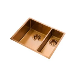 Rangemaster Spectra 1.5 Bowl Copper Inset Or Undermount Stainless Steel Kitchen Sink & Waste With Right Hand Main Bowl - 555 X 440mm 34 Rangemaster Spectra 1.5 Bowl Copper Inset Or Undermount Stainless Steel Kitchen Sink & Waste With Right Hand Main Bowl - 555 X 440mm -Vado Sale Store rangemaster spectra 1 5 bowl copper cutout 3 lh