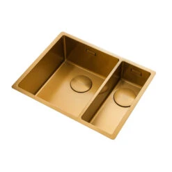 Rangemaster Spectra 1.5 Bowl Copper Inset Or Undermount Stainless Steel Kitchen Sink & Waste With Right Hand Main Bowl - 555 X 440mm 38 Rangemaster Spectra 1.5 Bowl Copper Inset Or Undermount Stainless Steel Kitchen Sink & Waste With Right Hand Main Bowl - 555 X 440mm -Vado Sale Store rangemaster spectra 1 5 bowl gold cutout 2 lh