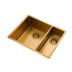 Rangemaster Spectra 1.5 Bowl Copper Inset Or Undermount Stainless Steel Kitchen Sink & Waste With Right Hand Main Bowl - 555 X 440mm 39 Rangemaster Spectra 1.5 Bowl Copper Inset Or Undermount Stainless Steel Kitchen Sink & Waste With Right Hand Main Bowl - 555 X 440mm -Vado Sale Store rangemaster spectra 1 5 bowl gold cutout 3 lh