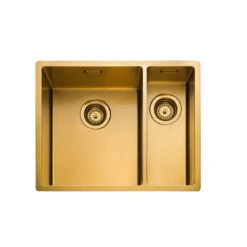 Rangemaster Spectra 1.5 Bowl Copper Inset Or Undermount Stainless Steel Kitchen Sink & Waste With Right Hand Main Bowl - 555 X 440mm 40 Rangemaster Spectra 1.5 Bowl Copper Inset Or Undermount Stainless Steel Kitchen Sink & Waste With Right Hand Main Bowl - 555 X 440mm -Vado Sale Store rangemaster spectra 1 5 bowl gold cutout 4 lh