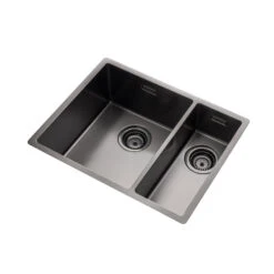 Rangemaster Spectra 1.5 Bowl Copper Inset Or Undermount Stainless Steel Kitchen Sink & Waste With Right Hand Main Bowl - 555 X 440mm 28 Rangemaster Spectra 1.5 Bowl Copper Inset Or Undermount Stainless Steel Kitchen Sink & Waste With Right Hand Main Bowl - 555 X 440mm -Vado Sale Store rangemaster spectra 1 5 bowl graphite cutout 3 lh