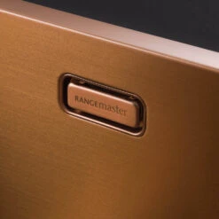 Rangemaster Spectra 1.5 Bowl Copper Inset Or Undermount Stainless Steel Kitchen Sink & Waste With Right Hand Main Bowl - 555 X 440mm 36 Rangemaster Spectra 1.5 Bowl Copper Inset Or Undermount Stainless Steel Kitchen Sink & Waste With Right Hand Main Bowl - 555 X 440mm -Vado Sale Store rangemaster spectra overflow closeup copper