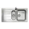 Rangemaster Glendale 1.5 Bowl Brushed Stainless Steel Sink & Waste Kit With Reversible Drainer - 950 X 508mm 1 Rangemaster Glendale 1.5 Bowl Brushed Stainless Steel Sink & Waste Kit With Reversible Drainer - 950 X 508mm -Vado Sale Store rangemaster stainless steel sink topdown glendale gl9502