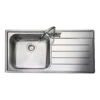 Rangemaster Oakland 1 Bowl Brushed Stainless Steel Sink & Waste Kit With Right Hand Drainer - 985 X 508mm 2 Rangemaster Oakland 1 Bowl Brushed Stainless Steel Sink & Waste Kit With Right Hand Drainer - 985 X 508mm -Vado Sale Store rangemaster stainless steel sink topdown oakland ol9851