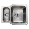 Rangemaster Atlantic Classic 1.5 Bowl Brushed Stainless Steel Undermount Sink & Waste Kit - 597 X 472mm -Vado Sale Store rangemaster stainless steel undermount sink topdown classic ub3515 notap reversible