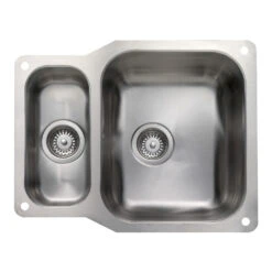 Rangemaster Atlantic Classic 1.5 Bowl Brushed Stainless Steel Undermount Sink & Waste Kit - 597 X 472mm
