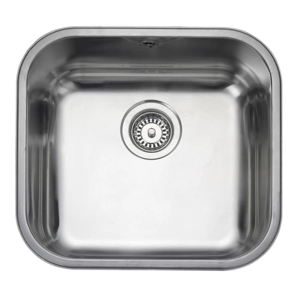 Rangemaster Atlantic Classic Single Bowl Brushed Stainless Steel Undermount Sink & Waste Kit - 490 X 460mm 3 Rangemaster Atlantic Classic Single Bowl Brushed Stainless Steel Undermount Sink & Waste Kit - 490 X 460mm