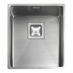 Rangemaster Atlantic Kube 1 Bowl Brushed Stainless Steel Undermount Sink & Waste Kit - 370 X 430mm