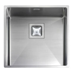 Rangemaster Atlantic Kube 1 Bowl Brushed Stainless Steel Undermount Sink & Waste Kit - 430 X 430mm